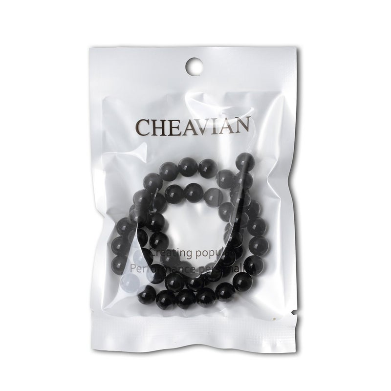 CHEAVIAN 45PCS 8mm Natural Black Obsidian Gemstone Round Loose Beads Crystal Energy Stone Healing Power for DIY Jewelry Making 1 Strand 15" - Image 5